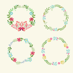 Floral Frame Collection retro flowers wreath