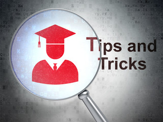 Studying concept: Student and Tips And Tricks with optical glass