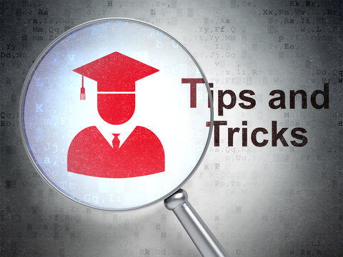 Studying concept: Student and Tips And Tricks with optical glass