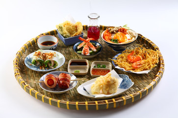 A Vietnamese tray of japanese food with sushi