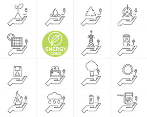 Vector Line ENERGY icon set design