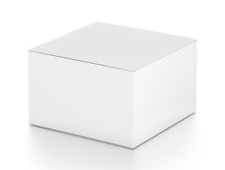 White horizontal rectangle blank box from side angle.