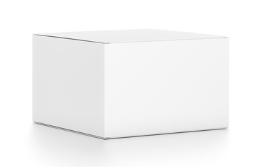 White horizontal rectangle blank box from side far angle.
