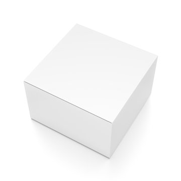 White horizontal rectangle blank box from top side angle.