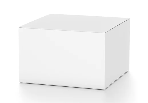 White horizontal rectangle blank box from top side far angle.