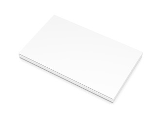 White wide thin flat horizontal rectangle blank box from top side angle.