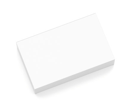 White wide flat horizontal rectangle blank box from top angle.