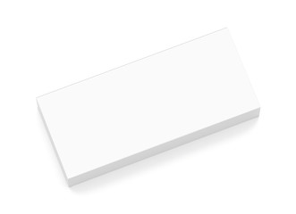 White wide flat horizontal rectangle blank box from top angle.