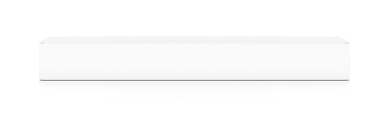 Obraz premium White wide flat horizontal rectangle blank box from top front angle.