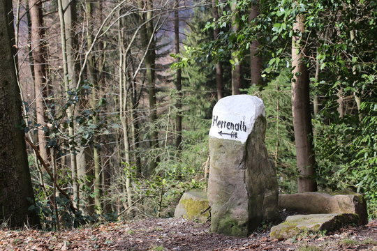 Signpost pointing to Bad Herrenalb, Baden-Wurttemberg, Germany