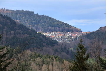 Fototapeta na wymiar Outlook to the town of Bernbach, Black Forest, Baden-Wurttemberg, Germany