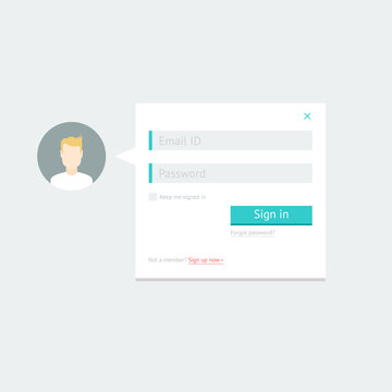Flat clean white vector login form for websites and mobile apps