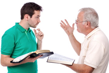 Old man sharing Gospel