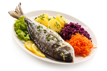 Fish dish - roasted dorada and vegetables 