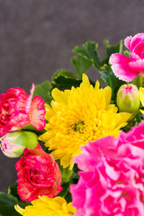 Bouquet of pink carnations and chrysanthemum Flower on white background
