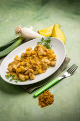 stew chicken with mango and curry