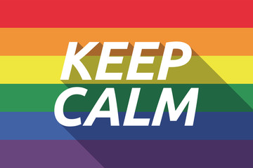 Vector long shadow Gay Pride flag with    the text KEEP CALM
