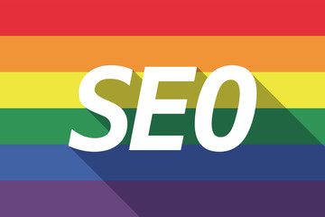 Vector long shadow Gay Pride flag with    the text SEO