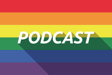 Vector long shadow Gay Pride flag with    the text PODCAST