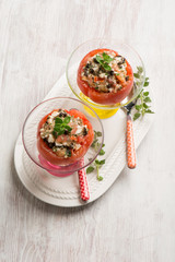 stuffed tomatoes with mozzarella black olives