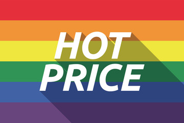 Vector long shadow Gay Pride flag with    the text HOT PRICE