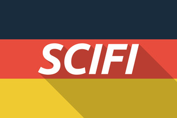 Vector long shadow Germany flag with    the text SCIFI