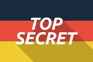 Vector long shadow Germany flag with    the text TOP SECRET