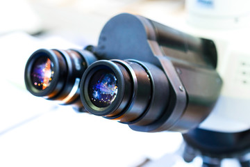 Laboratory microscope eyepieces.