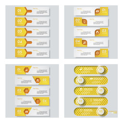 Collection of 4 yellow color template/graphic or website layout. Vector Background. For your idea and presentation.