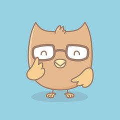 Owl cartoon illustration isolated on blue background