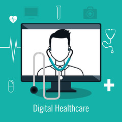 digital healhcare isolated icon design, vector illustration  graphic 