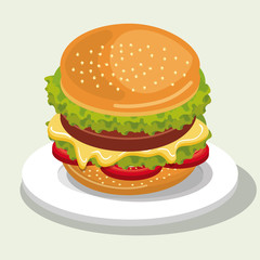 delicious hamburger isolated icon design, vector illustration  graphic 