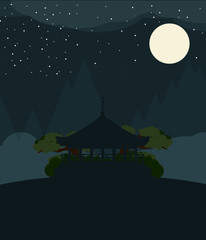 China Flat Design Travel vector. Night