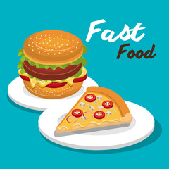 burger and pizza isolated icon design, vector illustration  graphic 