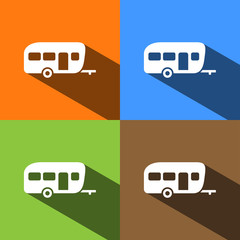 Icono de caravana sobre fondos de colores