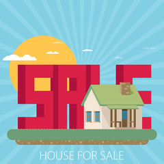 Obraz na płótnie Canvas House for sale. Flat vector illustration.