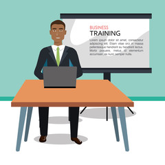 Businessman training process isolated icon design, vector illustration  graphic 