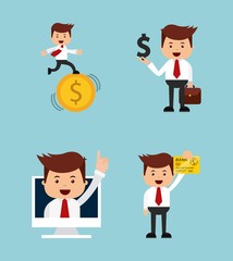 successful businessman character isolated icon design