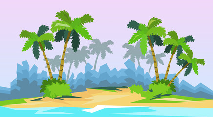 Fototapeta na wymiar Tropical Beach Island Palm Tree Summer Vacation