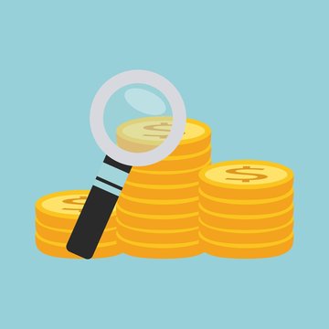 search money with magnifying  isolated icon design