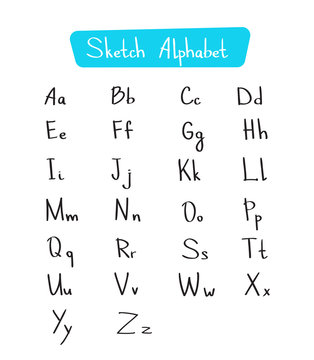 Alphabet Letters Collection Sketch Hand Drawn Set