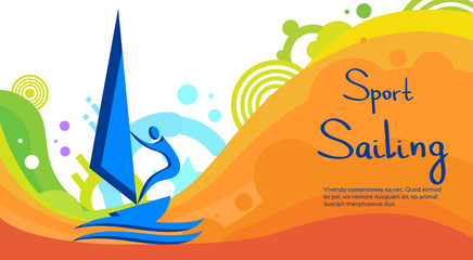 Fototapeta na wymiar Sailing Athlete Sport Competition Colorful Banner