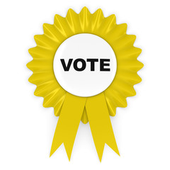 Yellow Vote Rosette Badge 3D Illustration