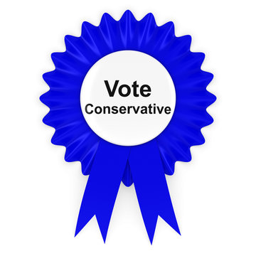 Vote Conservative UK Elections Rosette Badge 3D Illustration