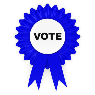 Blue Vote Rosette Badge 3D Illustration