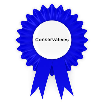 Conservative Party Rosette Badge 3D Illustration