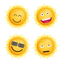 Sun Icon set Flat Vector.