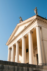Section of the famous palladian villa La Rotonda in Vicenza, with its ornamental statues