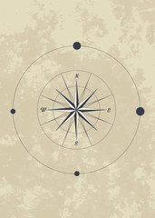 Compass Rose. Old Style. Grunge background