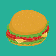 Fast food concept represented by Hamburger icon. Property of colorfull illustration